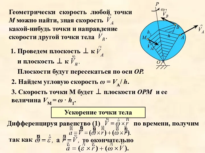 Геометрически скорость любой точки М можно найти, зная скорость какой-нибудь точки