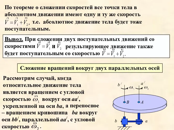 Рассмотрим случай, когда относительное движение тела является вращением с угловой скоростью