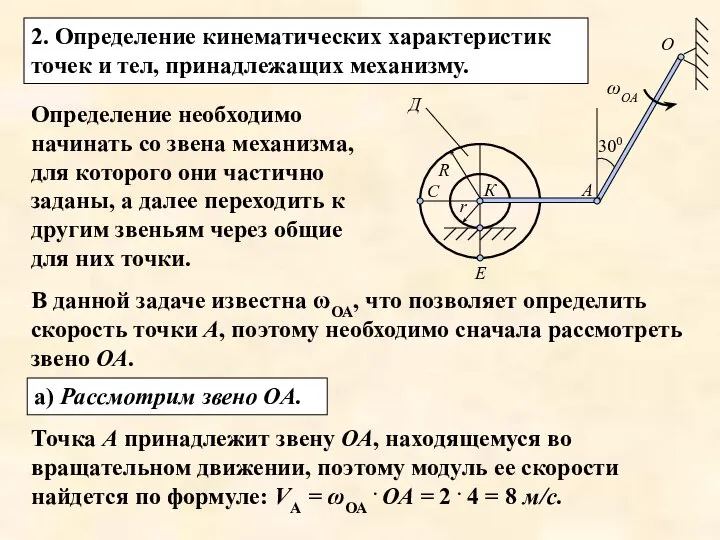 2. Определение кинематических характеристик точек и тел, принадлежащих механизму. Определение необходимо