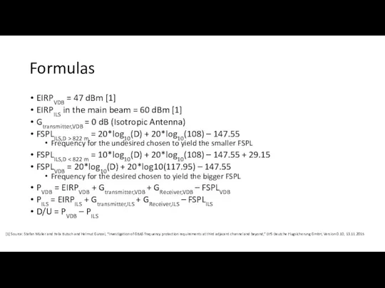 Formulas EIRPVDB = 47 dBm [1] EIRPILS in the main beam