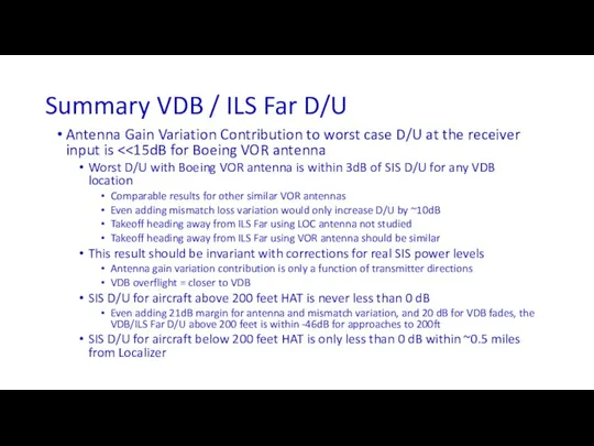 Summary VDB / ILS Far D/U Antenna Gain Variation Contribution to