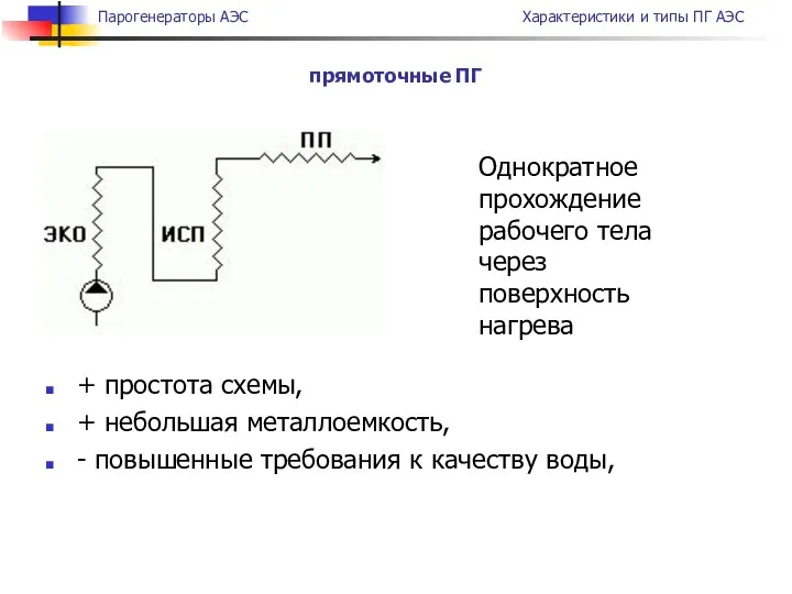 + простота схемы, + небольшая металлоемкость, - повышенные требования к качеству