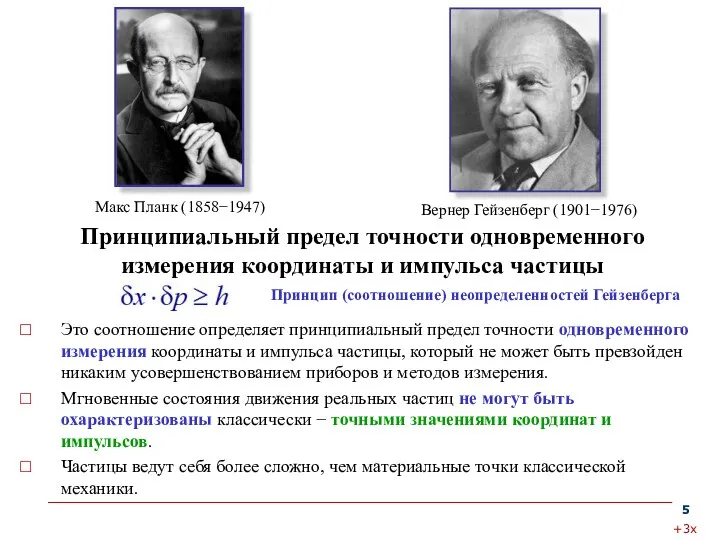 Принципиальный предел точности одновременного измерения координаты и импульса частицы Это соотношение