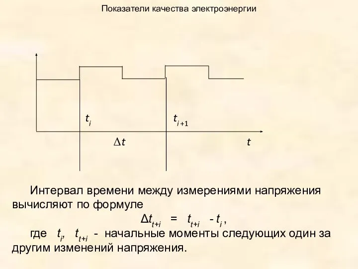 Показатели качества электроэнергии Интервал времени между измерениями напряжения вычисляют по формуле