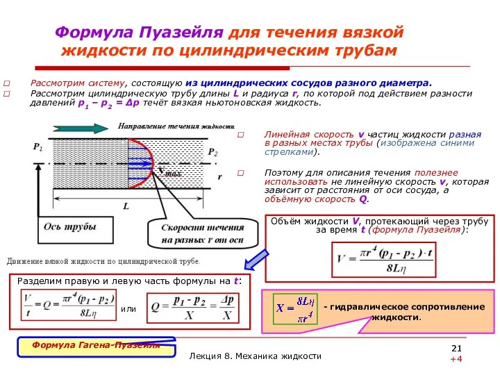 Рассмотрим систему, состоящую из цилиндрических сосудов разного диаметра. Рассмотрим цилиндрическую трубу