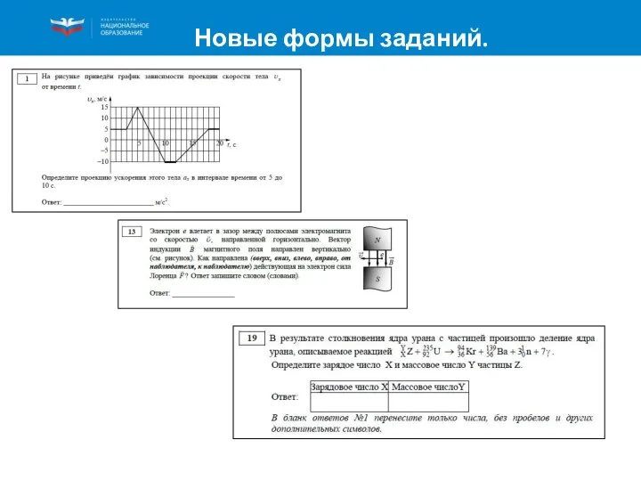 Новые формы заданий. Задание 1 (графики, определение модуля или проекции величины)