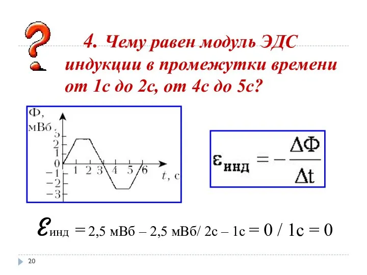 4. Чему равен модуль ЭДС индукции в промежутки времени от 1с