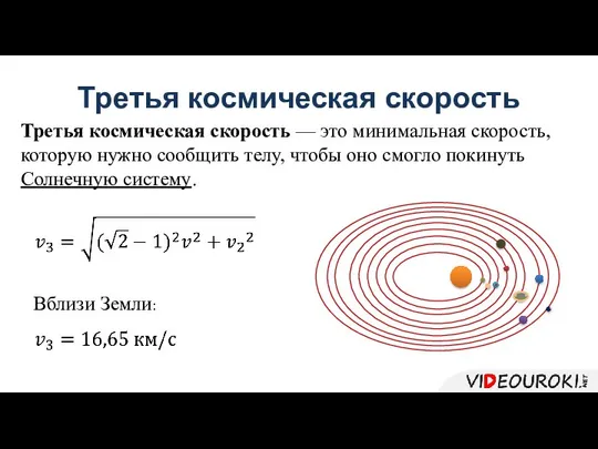 Третья космическая скорость Третья космическая скорость — это минимальная скорость, которую