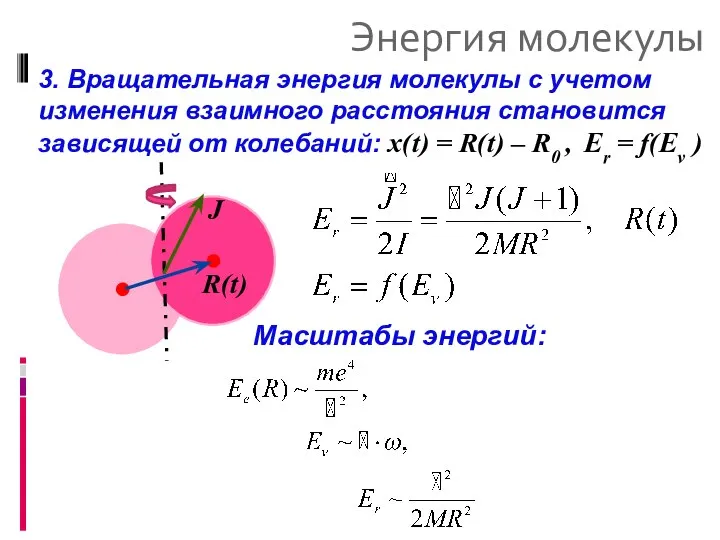 Энергия молекулы 3. Вращательная энергия молекулы с учетом изменения взаимного расстояния