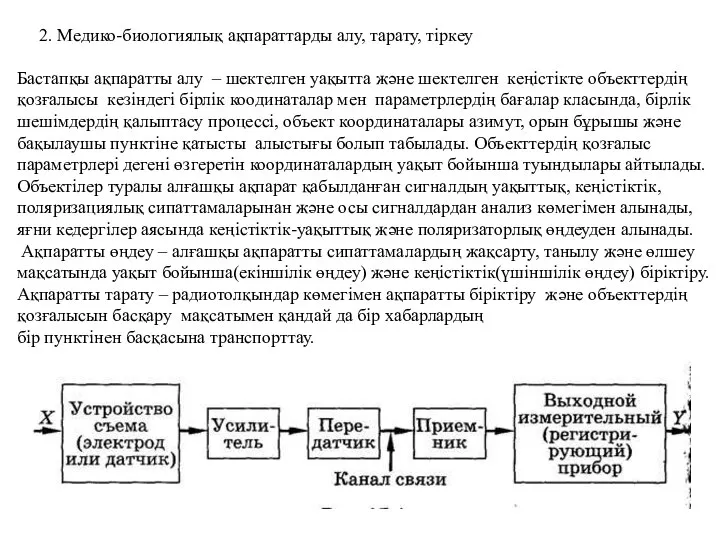 Медико-биологиялық ақпараттарды алу, тарату, тіркеу Бастапқы ақпаратты алу – шектелген уақытта