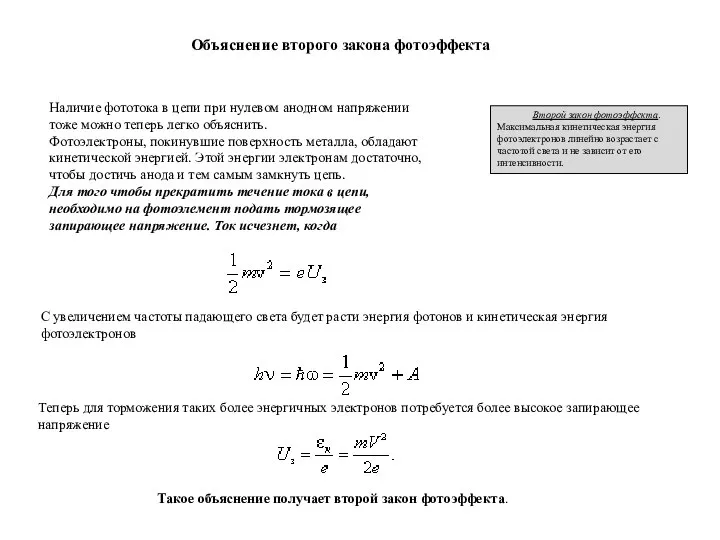 Наличие фототока в цепи при нулевом анодном напряжении тоже можно теперь