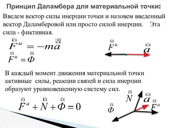 В каждый момент движения материальной точки активные силы, реакции связей и