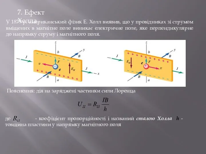 У 1879 р. американський фізик Е. Холл виявив, що у провідниках