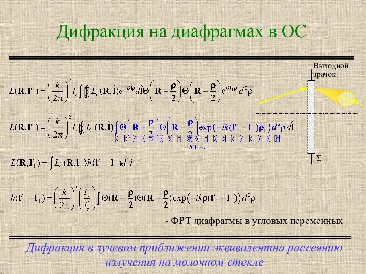 Дифракция на диафрагмах в ОС Дифракция в лучевом приближении эквивалентна рассеянию