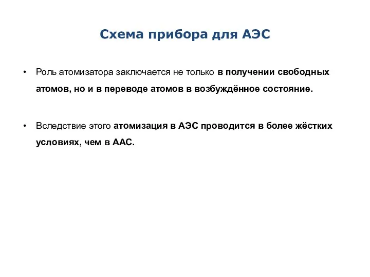 Схема прибора для АЭС Роль атомизатора заключается не только в получении