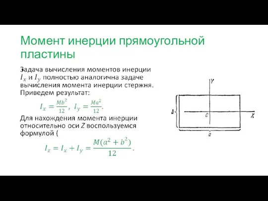 Момент инерции прямоугольной пластины