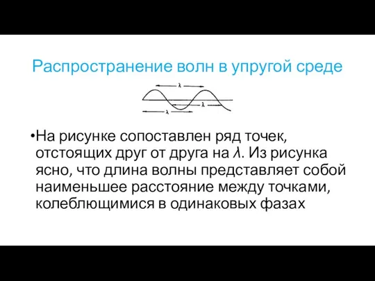 Распространение волн в упругой среде На рисунке сопоставлен ряд точек, отстоящих