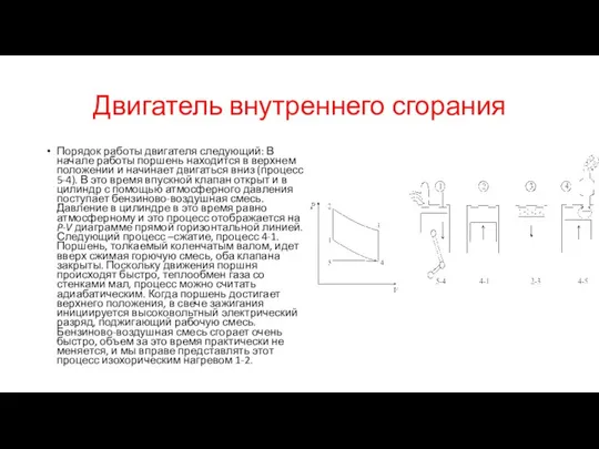 Двигатель внутреннего сгорания Порядок работы двигателя следующий: В начале работы поршень