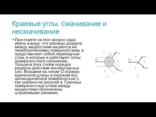 Краевые углы. Cмачивание и несмачивание При ответе на этот вопрос надо