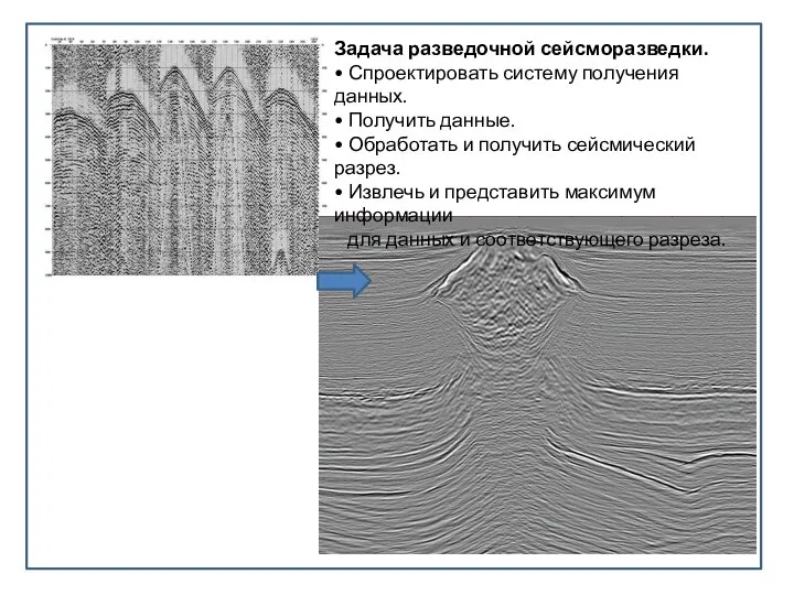 Задача разведочной сейсморазведки. • Спроектировать систему получения данных. • Получить данные.
