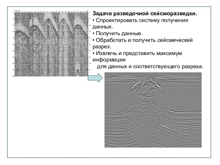 Задача разведочной сейсморазведки. • Спроектировать систему получения данных. • Получить данные.