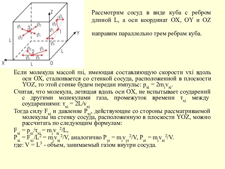 Рассмотрим сосуд в виде куба с ребром длиной L, а оси