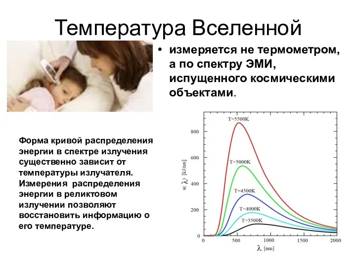 Температура Вселенной измеряется не термометром, а по спектру ЭМИ, испущенного космическими