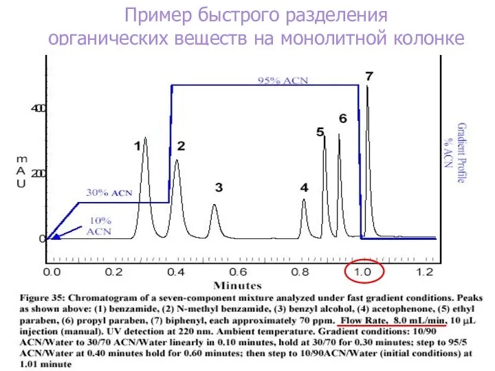 Пример быстрого разделения органических веществ на монолитной колонке