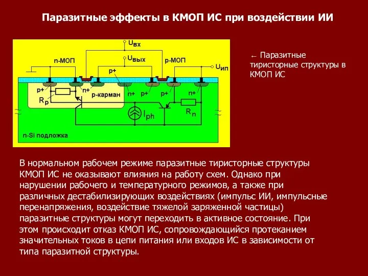 ← Паразитные тиристорные структуры в КМОП ИС Паразитные эффекты в КМОП