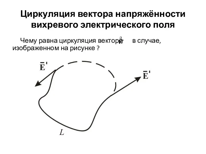 Циркуляция вектора напряжённости вихревого электрического поля Чему равна циркуляция вектора в