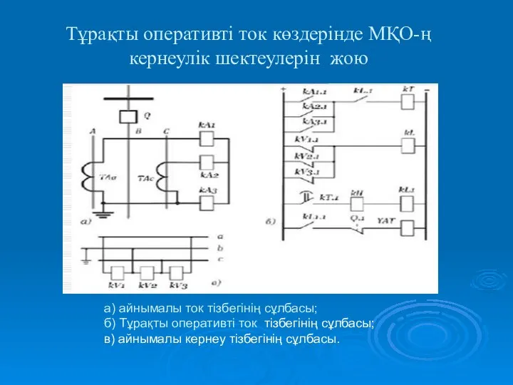 Тұрақты оперативті ток көздерінде МҚО-ң кернеулік шектеулерін жою а) айнымалы ток