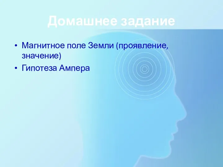 Домашнее задание Магнитное поле Земли (проявление, значение) Гипотеза Ампера