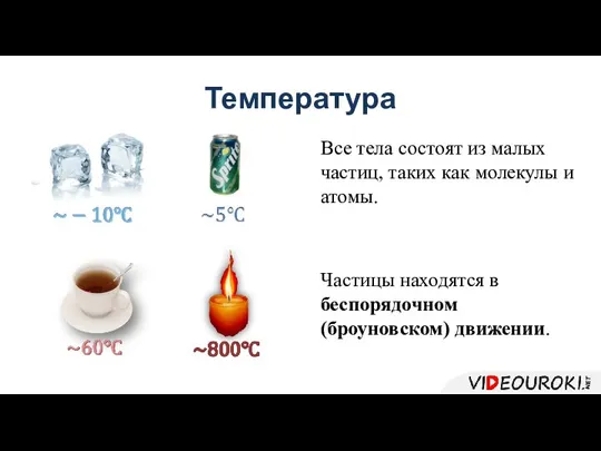 Температура Все тела состоят из малых частиц, таких как молекулы и