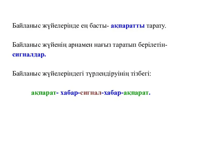 Байланыс жүйелерінде ең басты- ақпаратты тарату. Байланыс жүйенің арнамен нағыз таратып