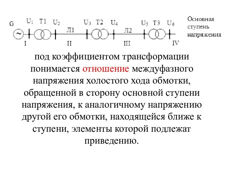 под коэффициентом трансформации понимается отношение междуфазного напряжения холостого хода обмотки, обращенной