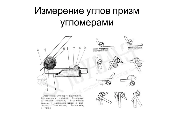 Измерение углов призм угломерами