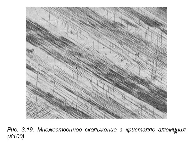 Рис. 3.19. Множественное скольжение в кристалле алюминия (X100).