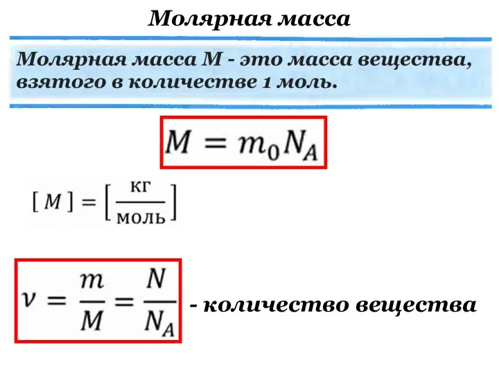 - количество вещества Молярная масса