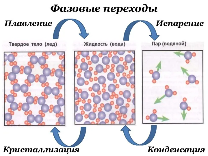 Фазовые переходы Плавление Испарение Кристаллизация Конденсация