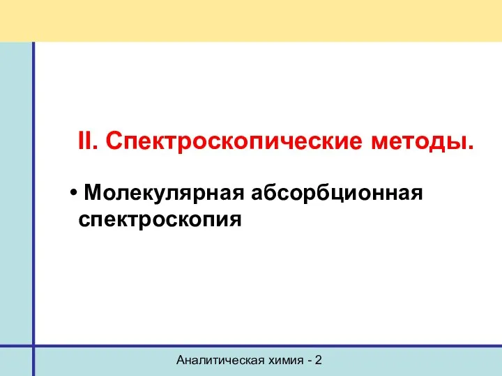 Аналитическая химия - 2 II. Спектроскопические методы. Молекулярная абсорбционная спектроскопия