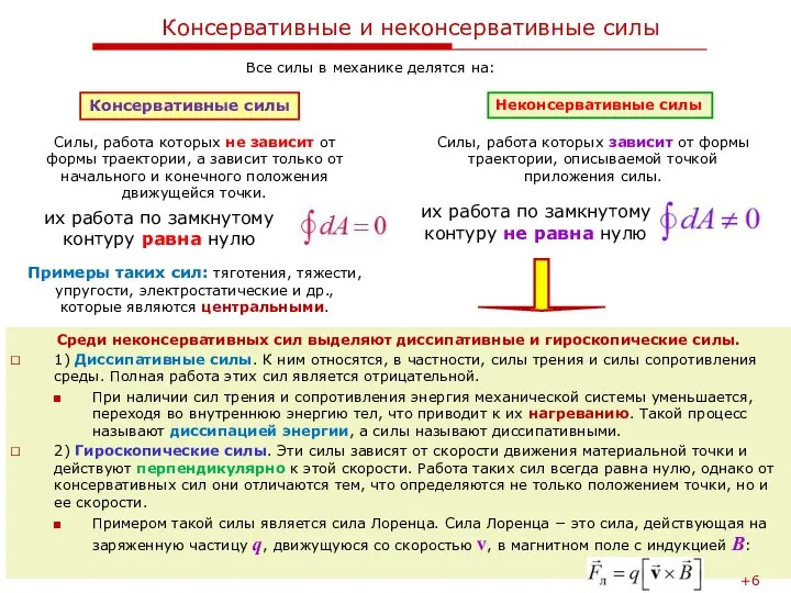 Лекция 4. Работа и механическая энергия Консервативные и неконсервативные силы Среди