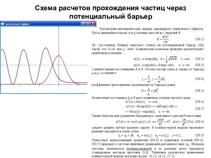 Схема расчетов прохождения частиц через потенциальный барьер