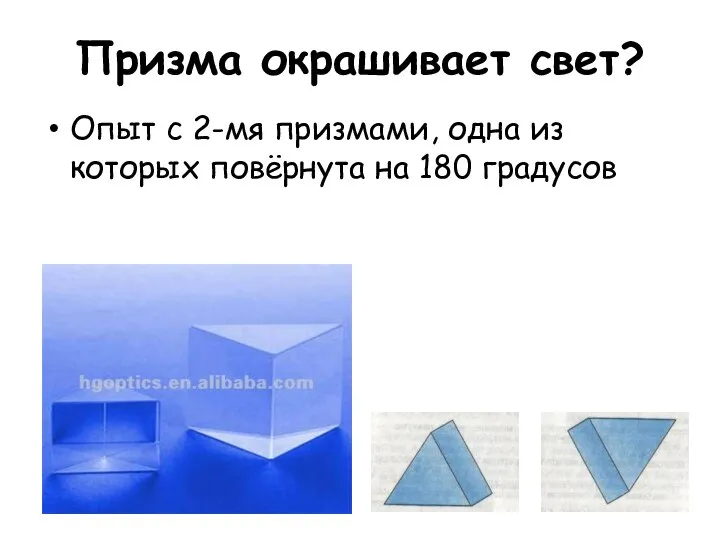 Призма окрашивает свет? Опыт с 2-мя призмами, одна из которых повёрнута на 180 градусов