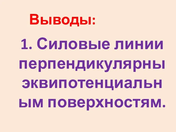 1. Силовые линии перпендикулярны эквипотенциальным поверхностям. Выводы: