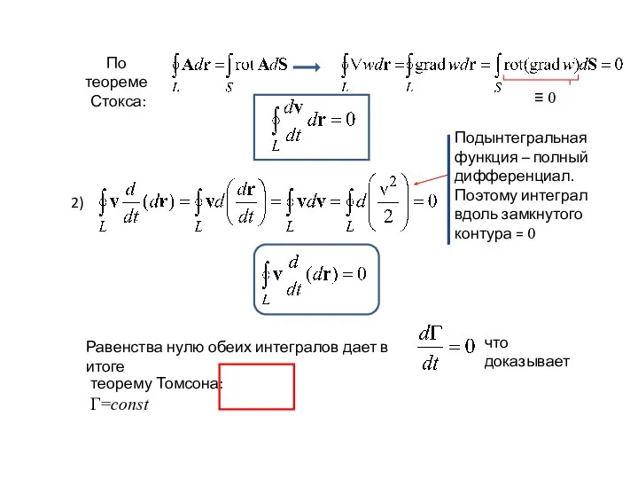 По теореме Стокса: ≡ 0 2) Подынтегральная функция – полный дифференциал.