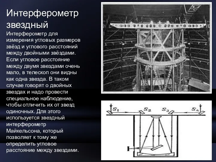 Интерферометр звездный Интерферометр для измерения угловых размеров звёзд и углового расстояний