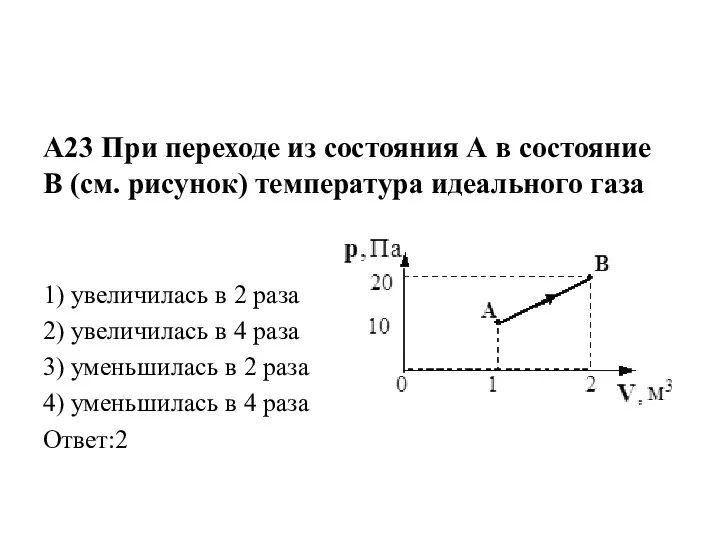 А23 При переходе из состояния А в состояние В (см. рисунок)