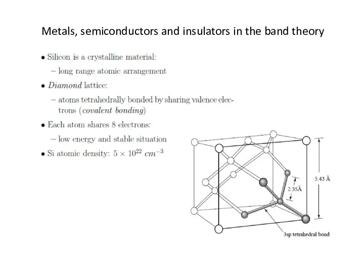 Metals, semiconductors and insulators in the band theory