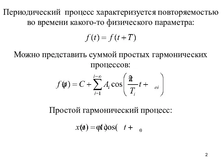 Периодический процесс характеризуется повторяемостью во времени какого-то физического параметра: Можно представить