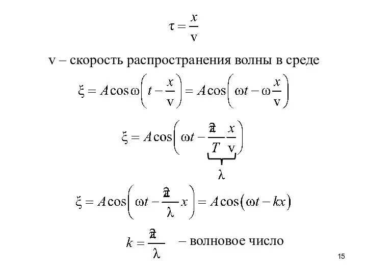 v – скорость распространения волны в среде – волновое число